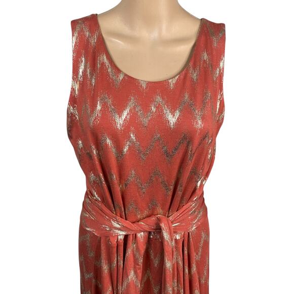 Soft Surroundings NEW Alassandra Chevron Gold Zig Zag Maxi Dress SZ L - Picture 5 of 9